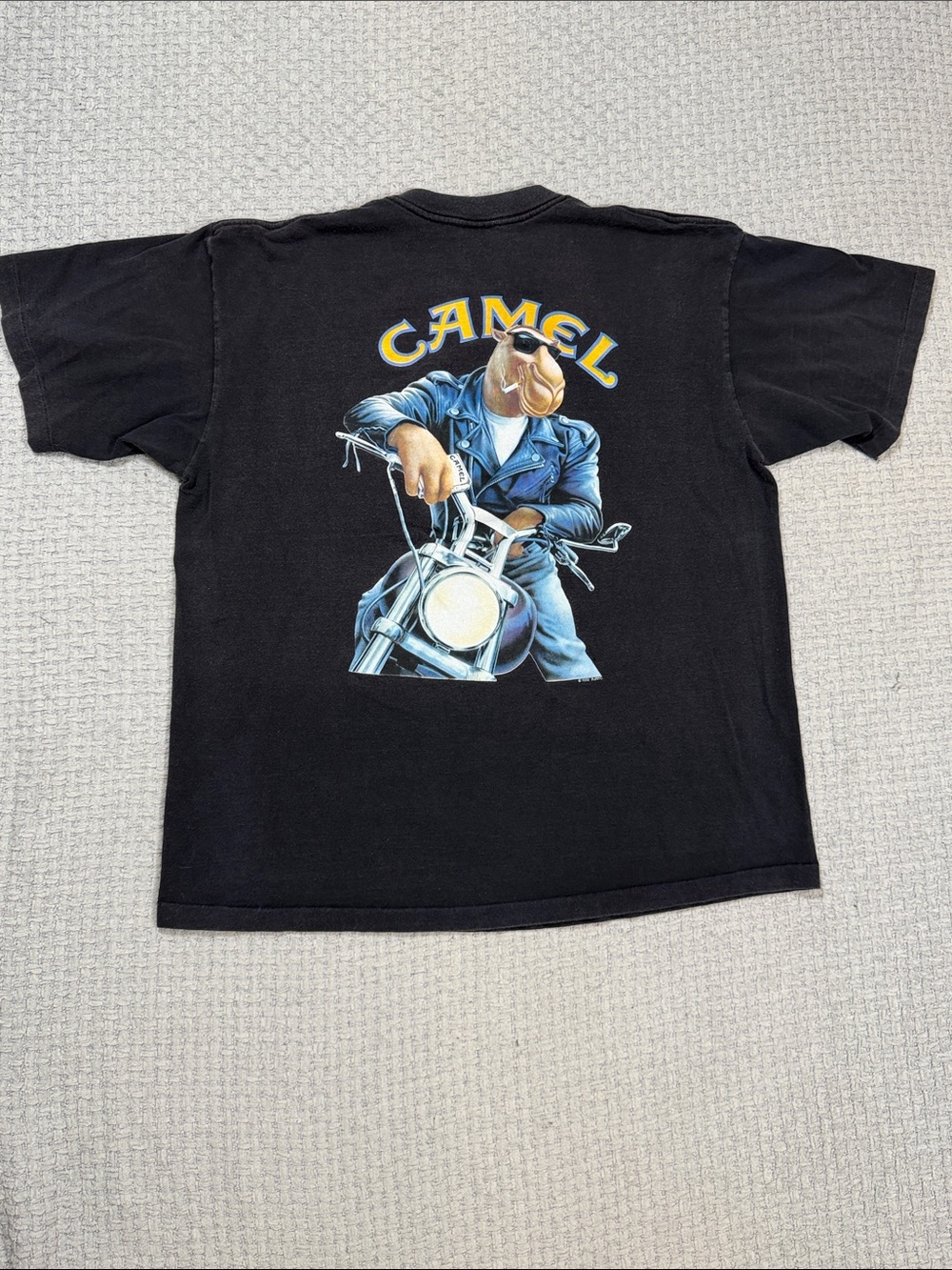 Vintage Camel Cigarettes Joe Camel Bike 90s Single Stitch Pocket Shirt XL Black